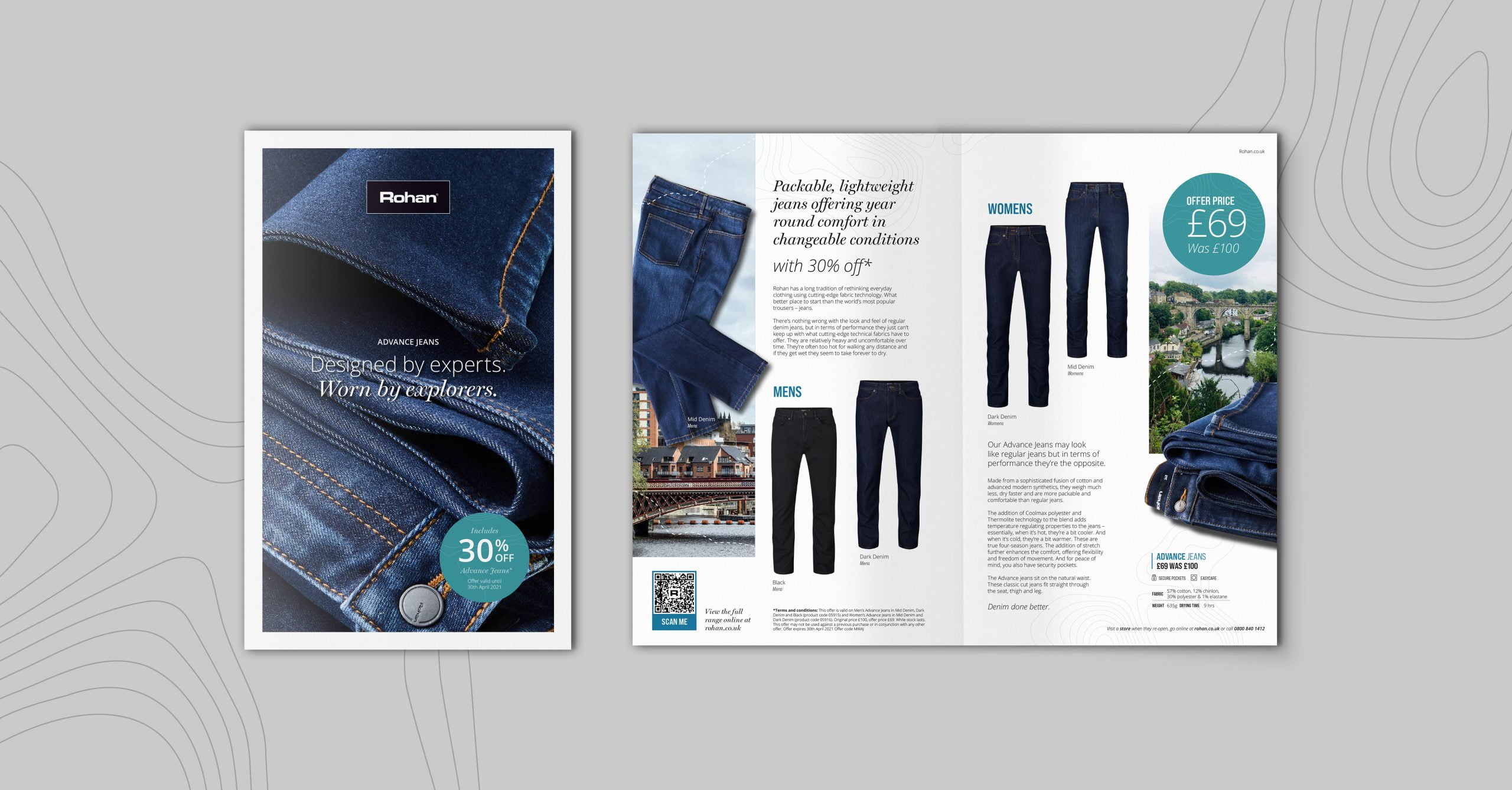 Rohan four-page marketing brochure designed by Vivid Creative