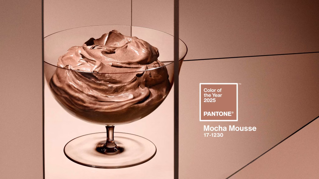 This image features the Color of the Year 2025 - by Pantone, which is Mocha Mousse 17-1230