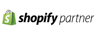 Shopify Partner logo displayed on a white background representing official Shopify design and development expertise.
