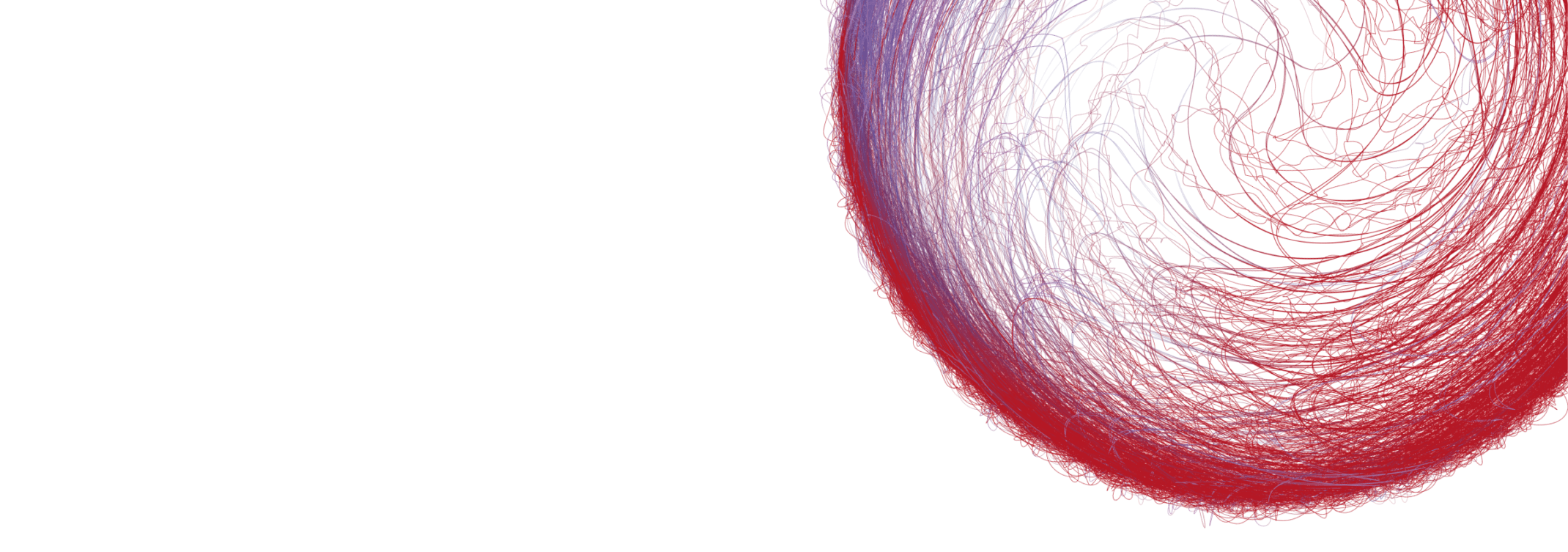 Abstract red and purple circular fibre illustration symbolising creativity, knowledge and technology.